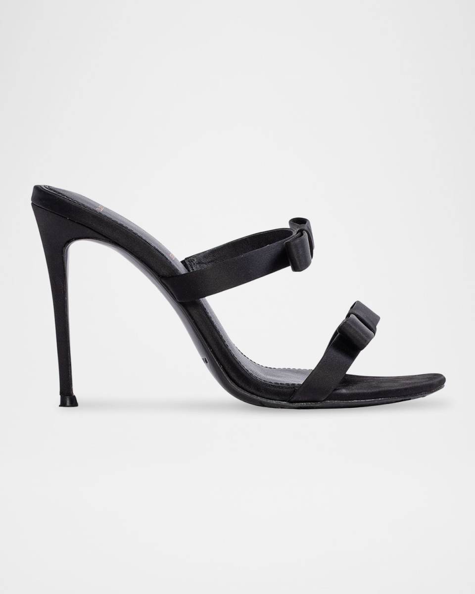 Satin Dual-Bow Slide Sandals